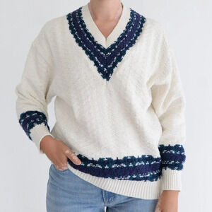 Vintage Northern Reflections Cream Chunky Knit Pullover Sweater Collegiate S